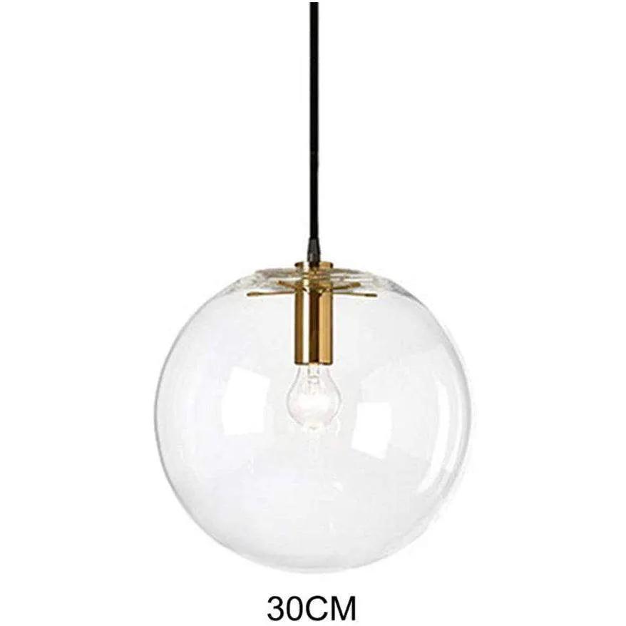 Brikey Spherical Clear Glass Ball Pendant Light Gold Head Glass by Selzalot