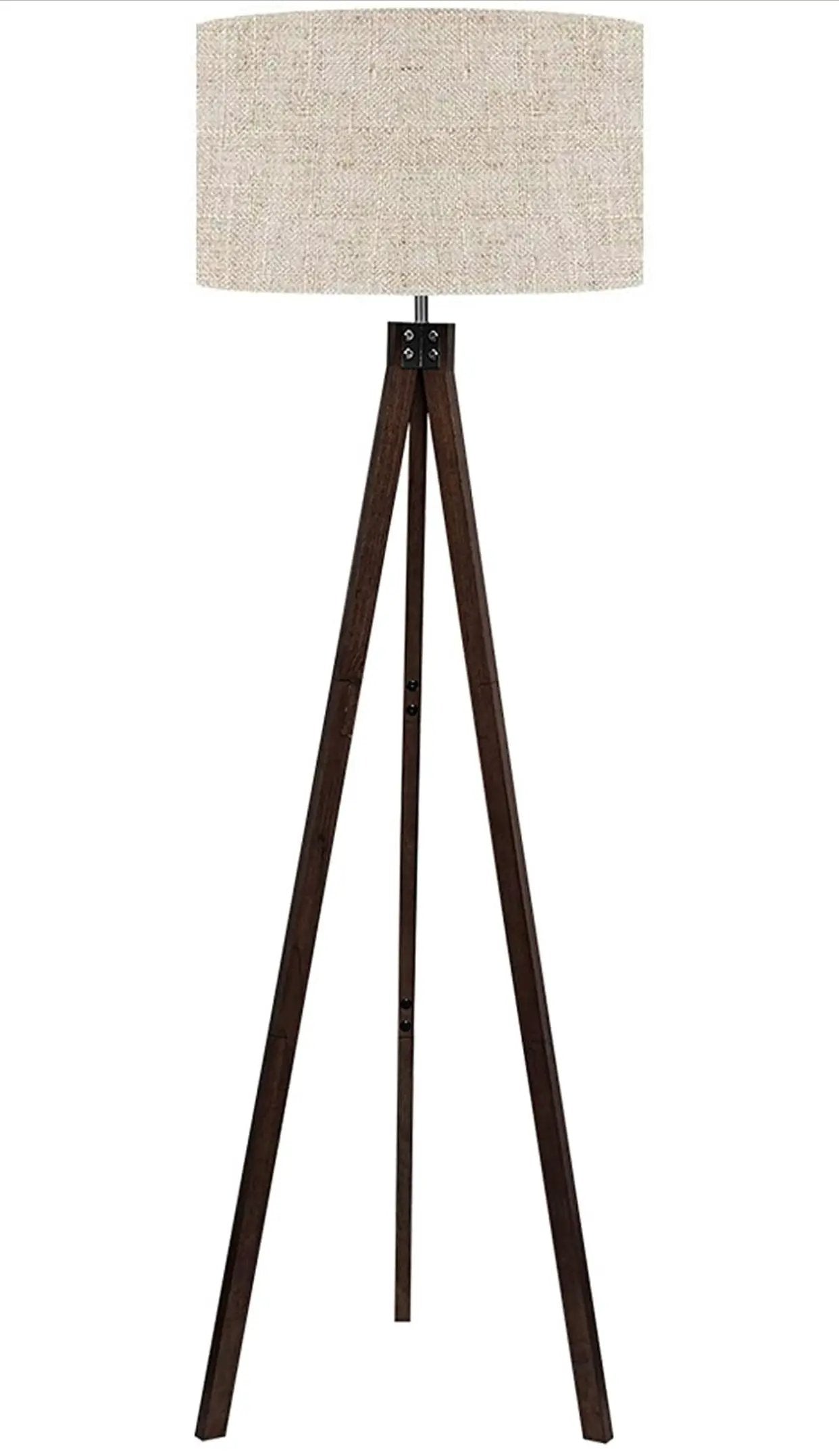 Modern Tripod LED Floor Lamp – Mid Century Dimmable Modern Light for Contemporary Living Rooms - Tall Free Standing Lamp with Solid Wood Legs by Outdoor Solar Outlet