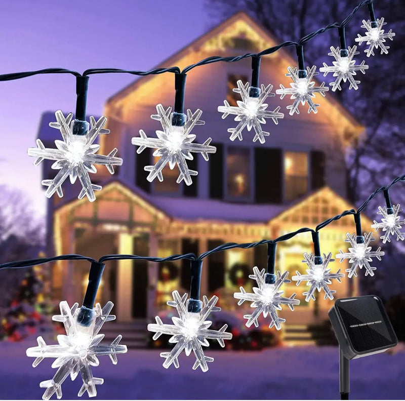 33Ft Solar Snowflake Twinkle Star String Lights, 100 LED Outdoor 8 Lighting Modes & Waterproof by Outdoor Solar Outlet