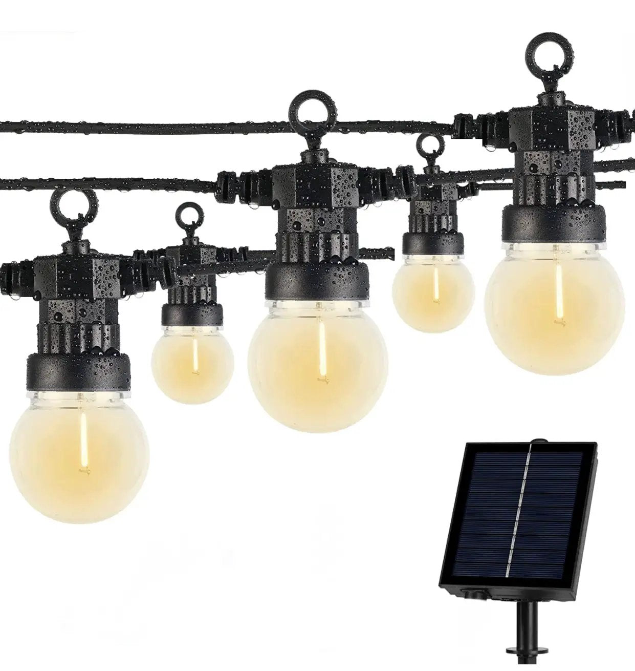 27 Ft Solar LED Outdoor String Lights – 1W Retro Edison Globe Bulbs Waterproof - 27 Ft Bistro Lights by Outdoor Solar Outlet