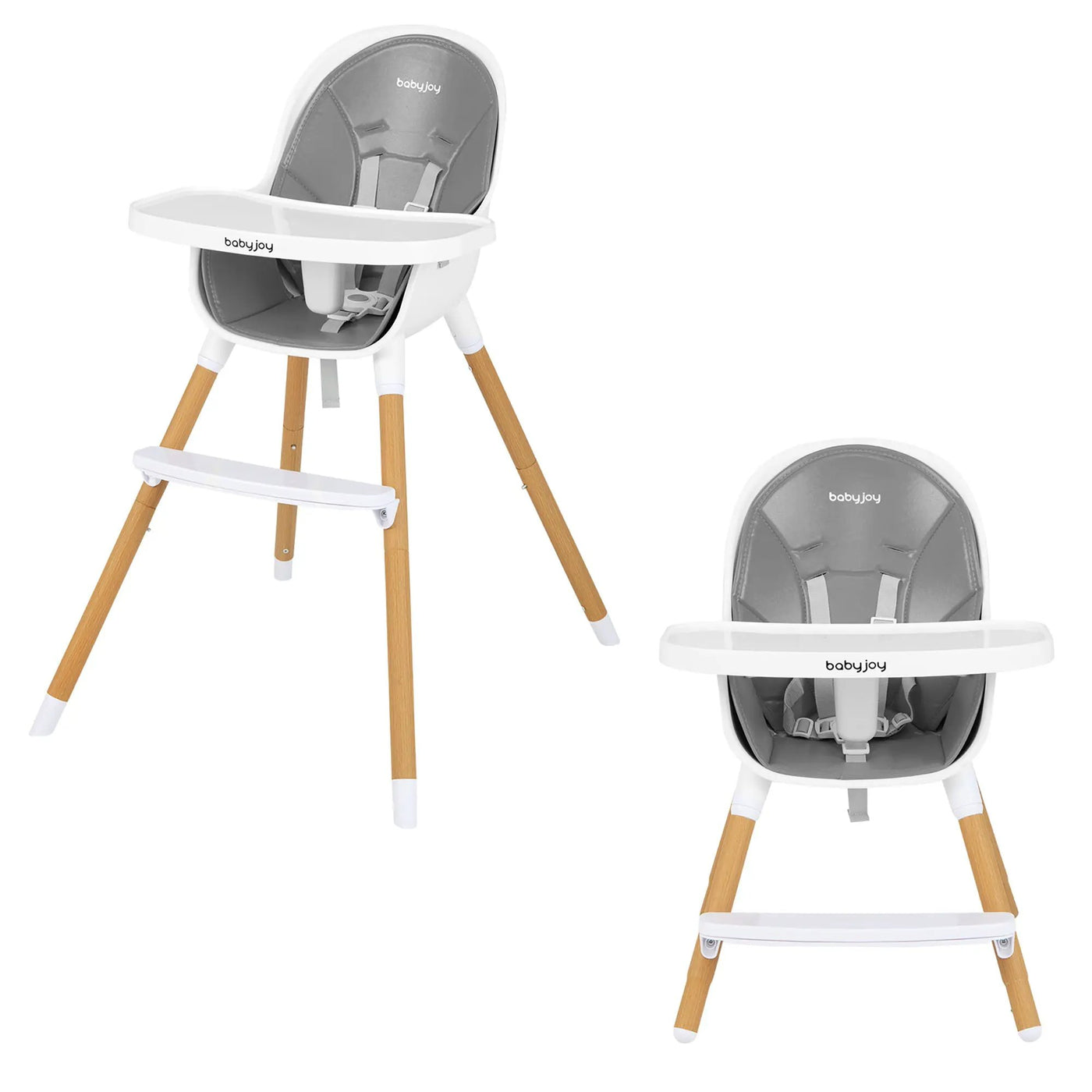 4-in-1 Convertible Baby High Chair Infant Feeding Chair with Adjustable Tray by DirectDeals