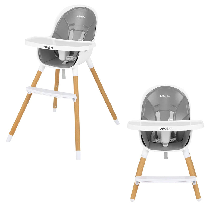 4-in-1 Convertible Baby High Chair Infant Feeding Chair with Adjustable Tray by DirectDeals