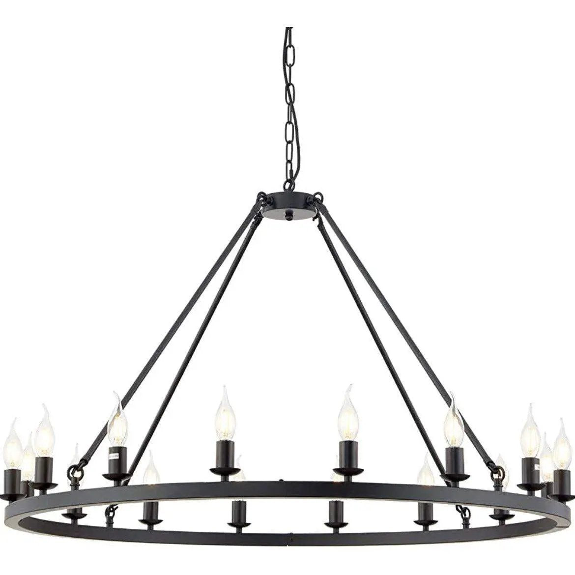Hubrin Black Wagon Wheel Chandelier,16-Light 39.4 inch,Rustic Farmhouse Industrial Chandeliers,Kitchen Island Light Fixtures E12 Base for Living Room (Black, 39.4" 16-Light) by Selzalot