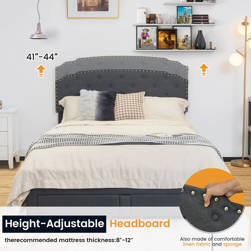 Platform Bed Frame with 4 Storage Drawers and Adjustable Headboard by DirectDeals
