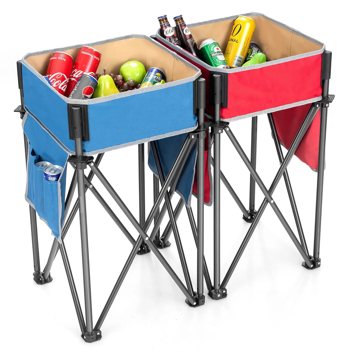 2 Pieces Folding Camping Tables with Large Capacity Storage Sink for Picnic by DirectDeals