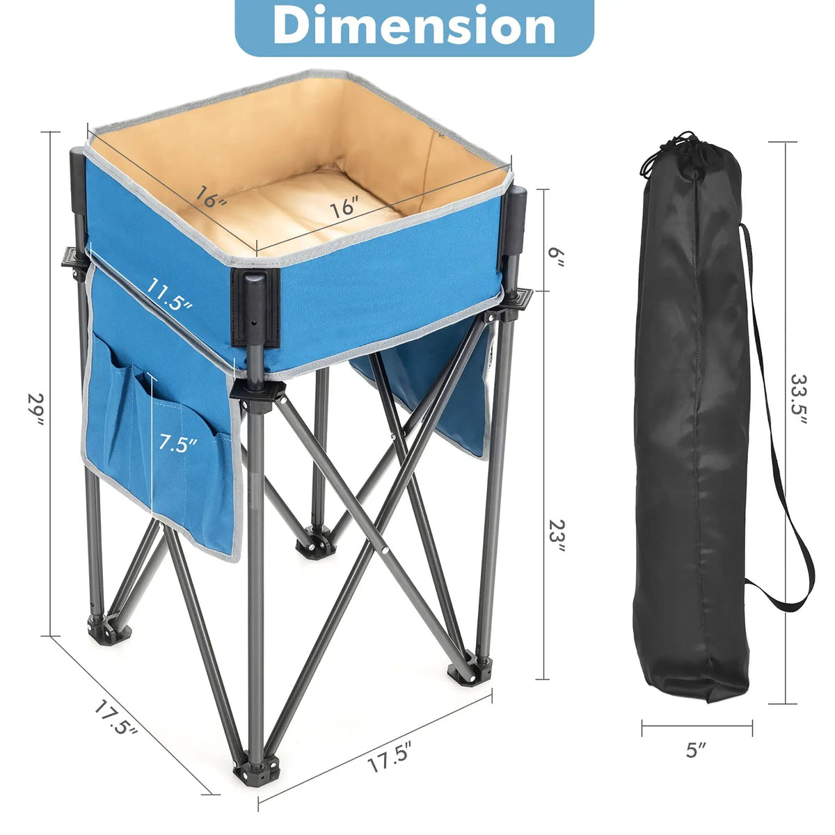 2 Pieces Folding Camping Tables with Large Capacity Storage Sink for Picnic by DirectDeals