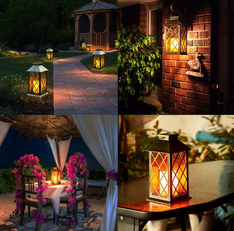 Solar Candle Lanterns Outdoor, 2 Pack Waterproof, LED Lanterns Solar Powered with Handle, Flickering Flameless Candle Lights by Outdoor Solar Outlet