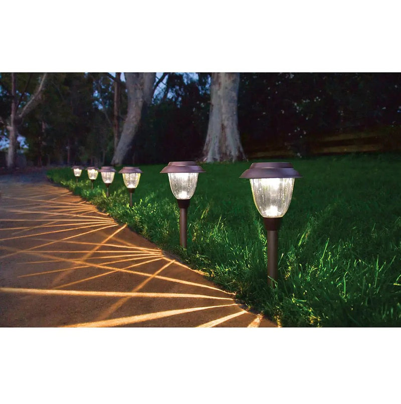High-End Solar LED Pathway Lights Glass And Stainless Steel (10-Pack) by Outdoor Solar Outlet
