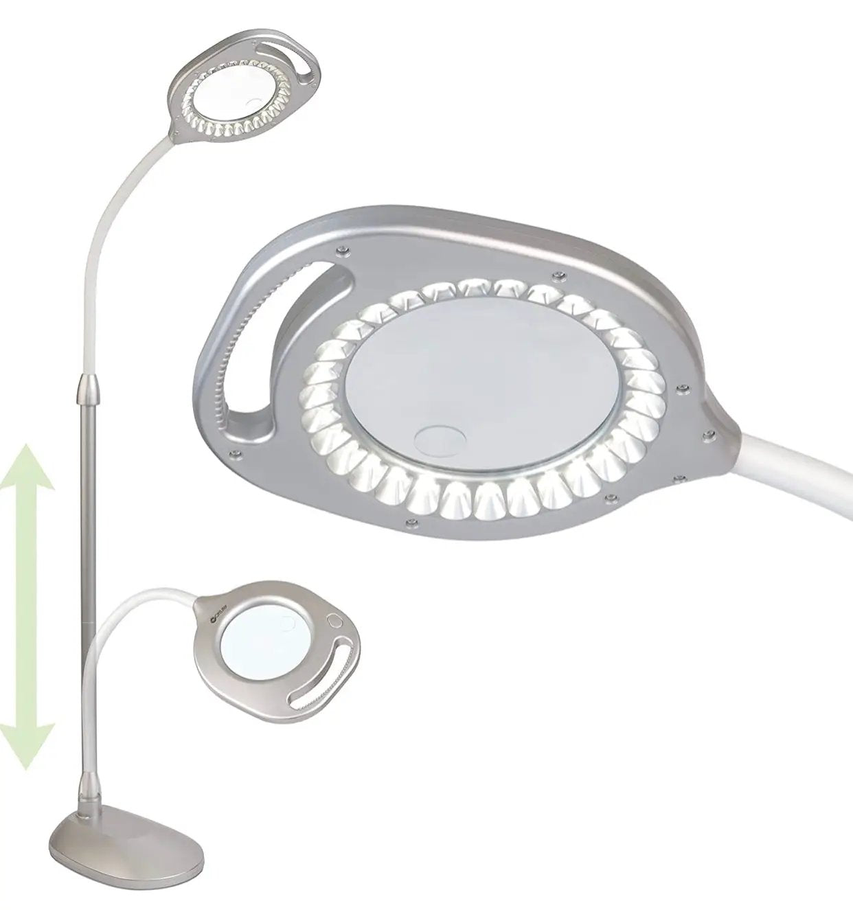 OttLite 2-in-1 LED Magnifier Light Floor and Table Lamps – Optical Grade Hands-Free Magnifying LED Light, Modern Design for Crafting, Sewing, Reading, Needlework by Outdoor Solar Outlet