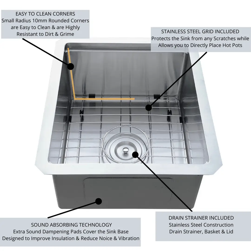 Zeek 15 x 17 Inch Undermount / Drop-In Workstation Sink for RV or Wet Bar 16G Stainless Steel ZH-1517 by ZEEK