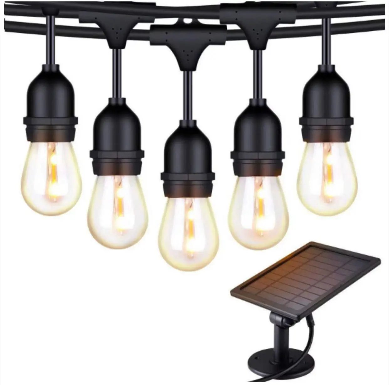 27F Solar Powered String Lights Waterproof LED Hanging Edison Bulb Lights with 12 Bulbs by Outdoor Solar Outlet