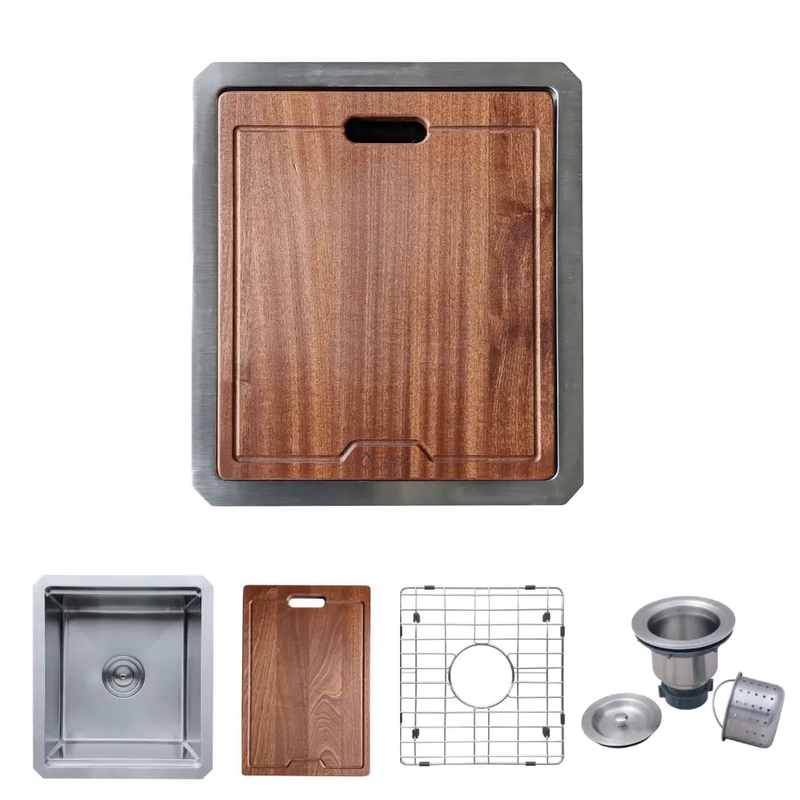 Zeek 15 x 17 Inch Undermount / Drop-In Workstation Sink for RV or Wet Bar 16G Stainless Steel ZH-1517 by ZEEK