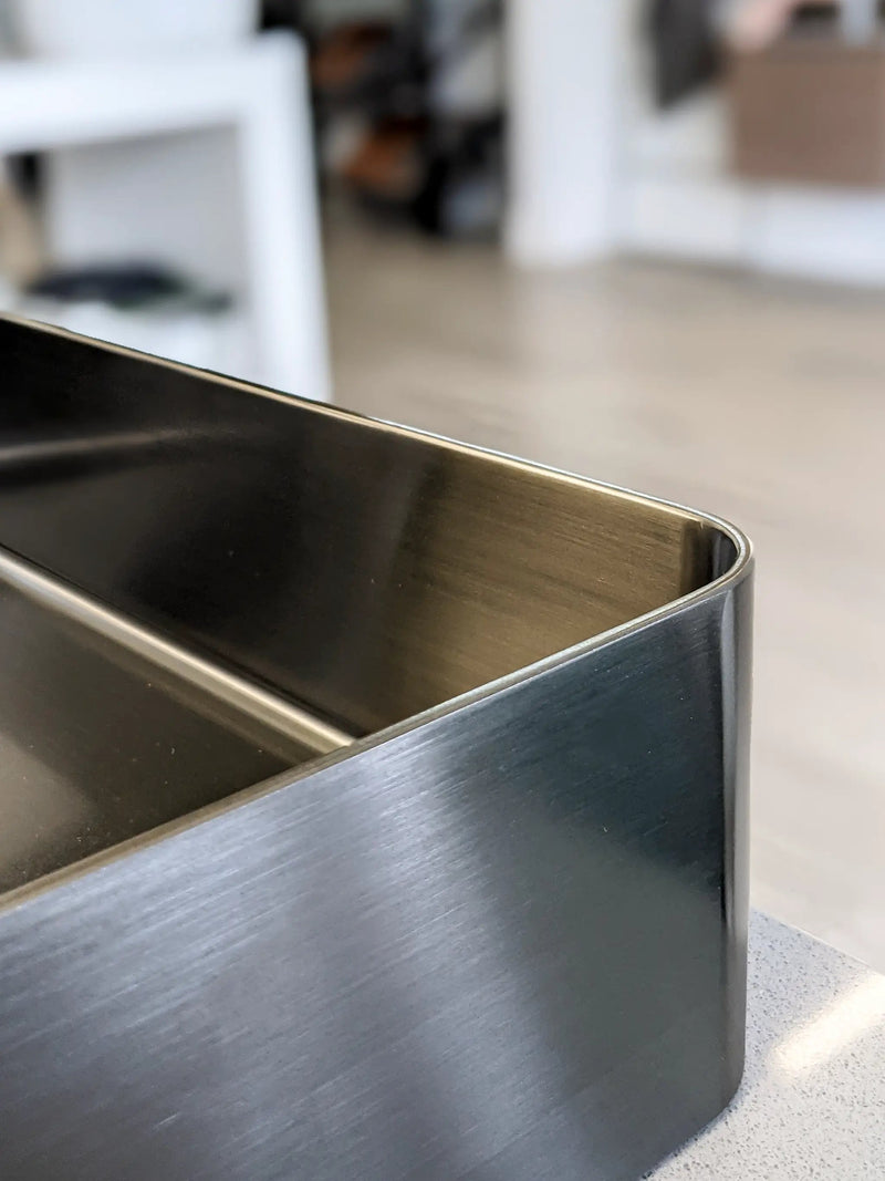 Zeek 18”x13” Gunmetal Black Rectangular Vessel Bathroom Sink Stainless Steel PVD Nano Tech Coating ZN-B183 by ZEEK