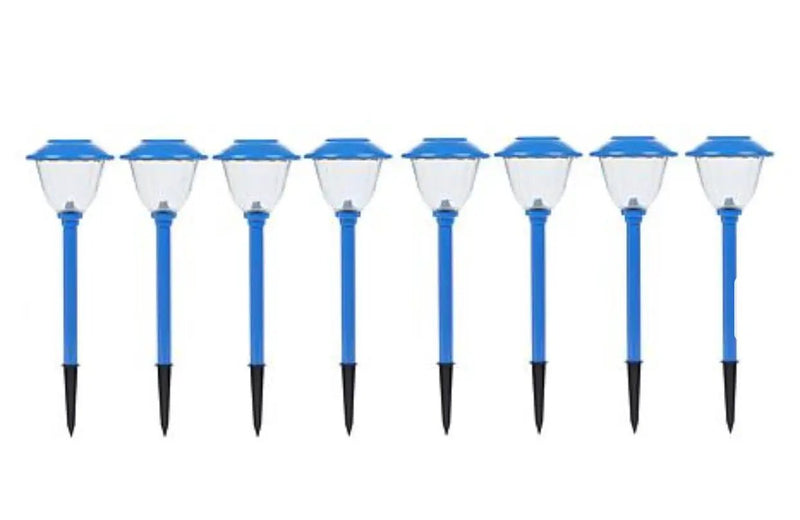 Energizer 8 Pack Solar Pathway Lights Outdoor-Stainless Steel(Blue) by Outdoor Solar Outlet