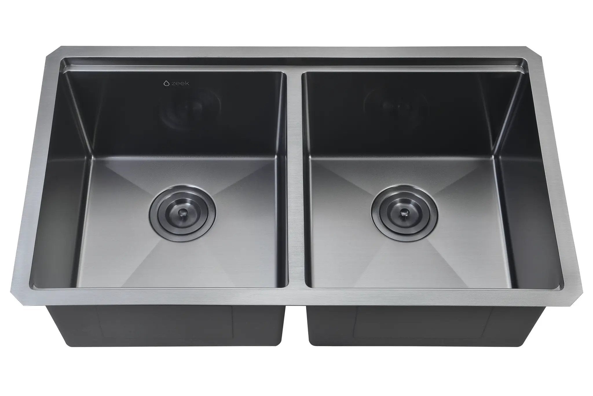 Zeek 32" Workstation Double Bowl Gunmetal Matte Black Undermount / Drop-In Kitchen Sink With Accessories PVD Nano Tech Coating ENZO ZW-B509 by ZEEK