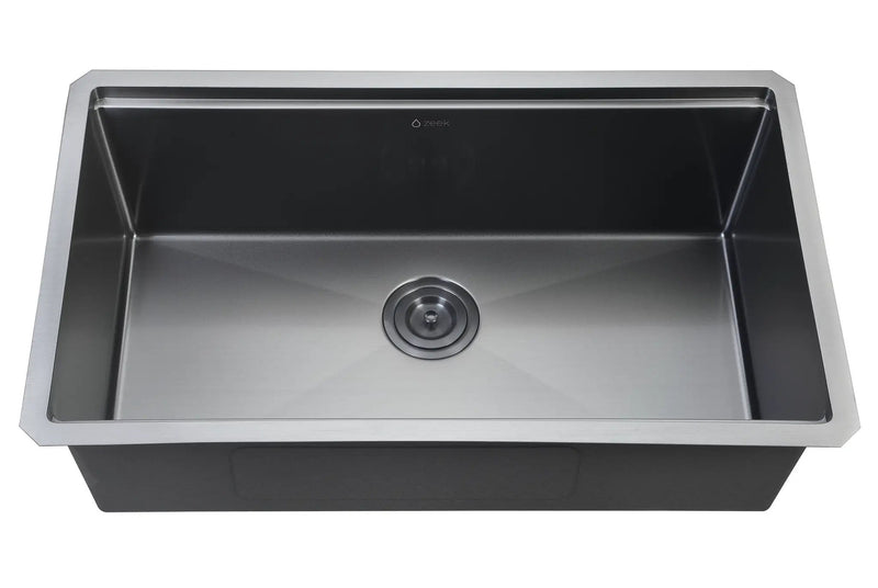 Zeek 32" Workstation Single Bowl Gunmetal Matte Black Undermount / Drop-In Kitchen Sink With Accessories PVD Nano Tech Coating ENZO ZW-B329 by ZEEK