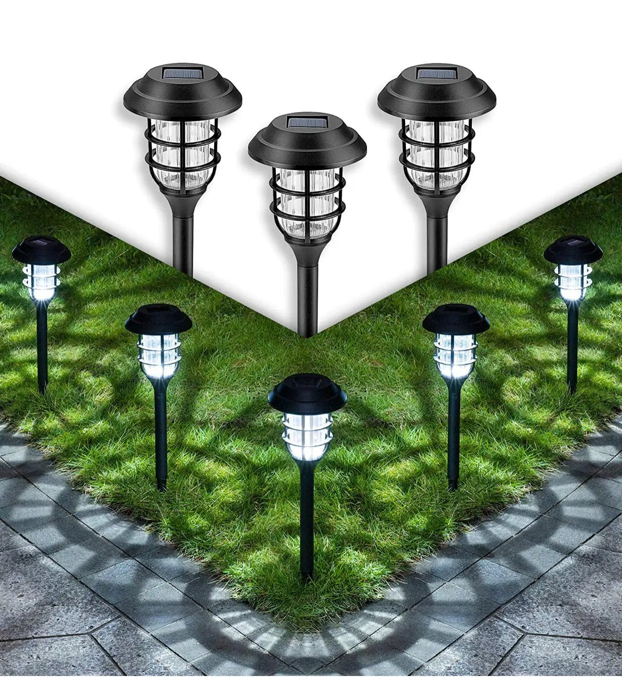 LANSGARINE Solar Pathway Lights Outdoor 8 Pack by Outdoor Solar Outlet