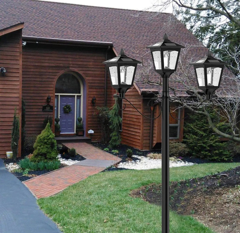 3 Fixture Outdoor Solar LED Lamp Post With 50 Lumen - 72Inch by Outdoor Solar Outlet