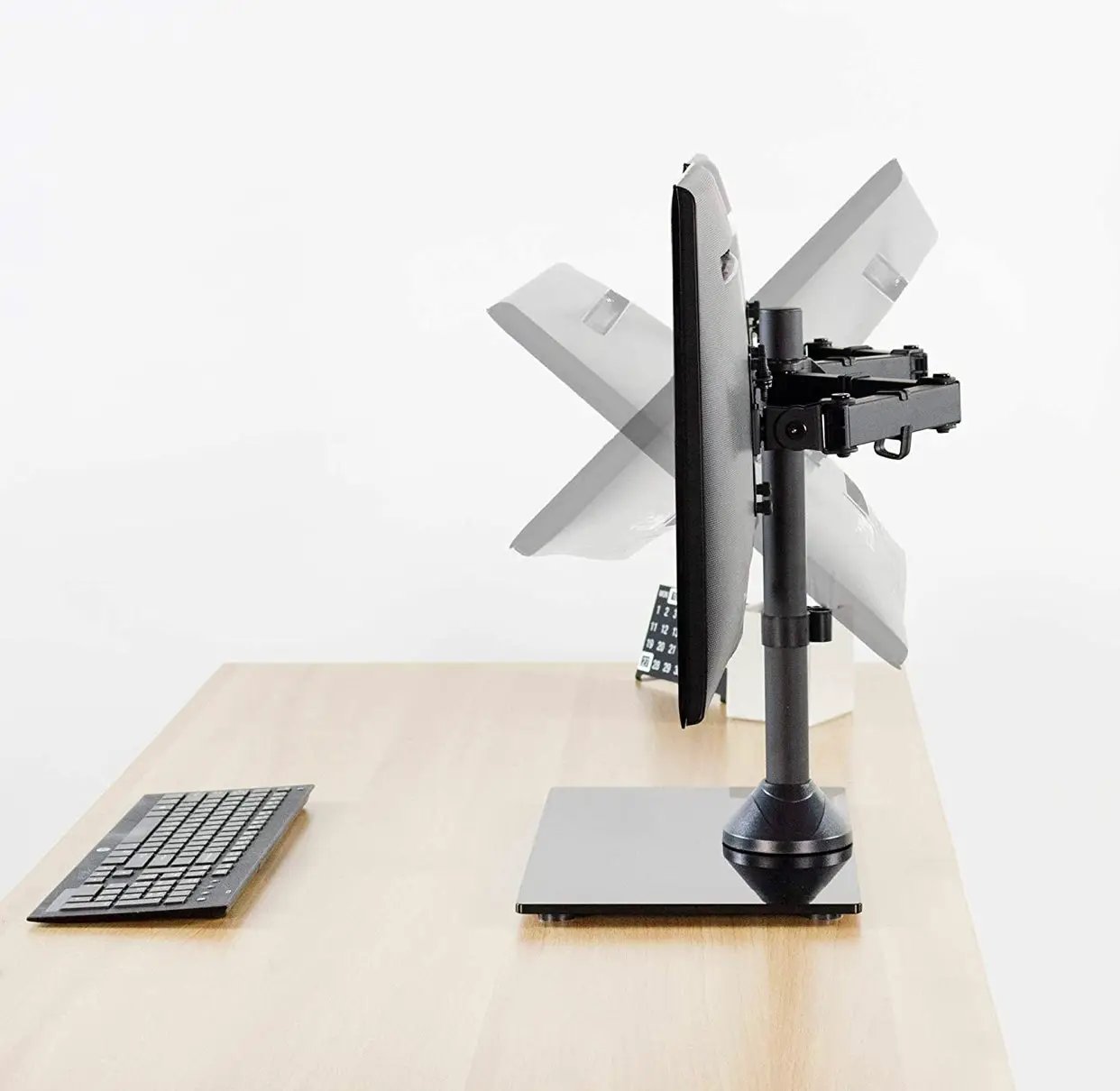 Freestanding Dual Monitor Stand with Sleek Glass Base and Adjustable ArmsHeave Duty , Mounts 2 Screens by Outdoor Solar Outlet