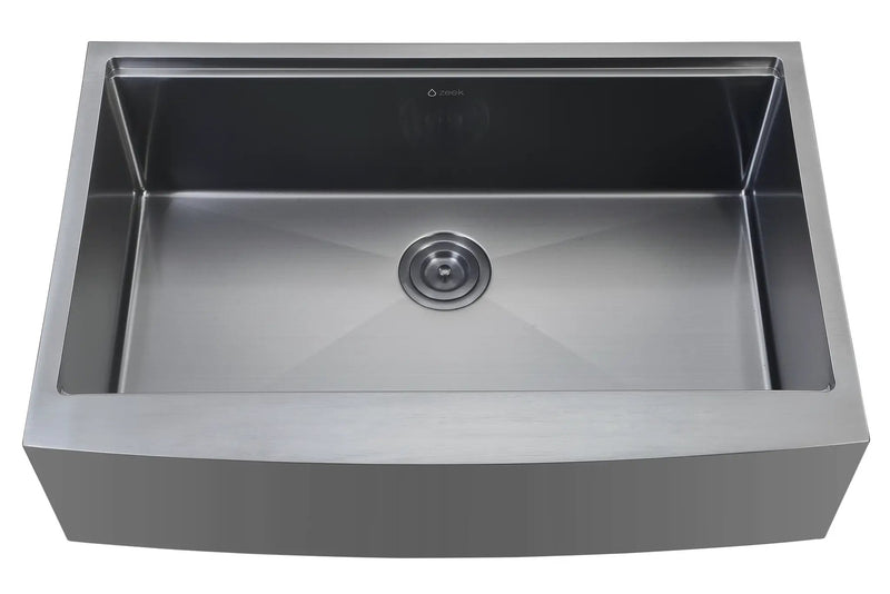 Zeek 33" Farmhouse Workstation Single Bowl Gunmetal Matte Black Kitchen Sink With Accessories PVD Nano Tech Coating ENZO ZA-B332 by ZEEK