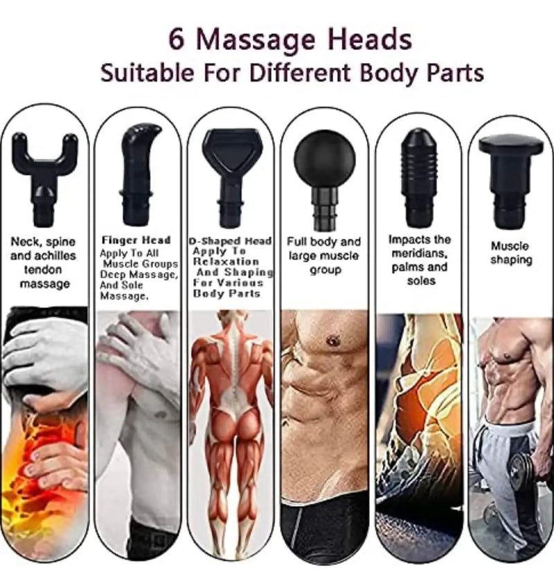 Massage Gun for Athletes, Portable Fiber Carbon Massager Gun with 6 Massage Heads 20 Speed by Outdoor Solar Outlet