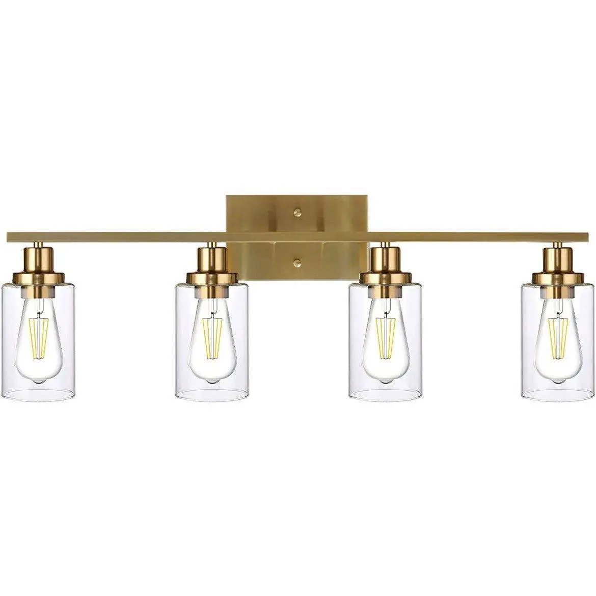 Vanity Lights Fixtures TULUCE 4 Light Bathroom Light Brass Gold Wall Light with Clear Glass Shade, Modern Bathroom Wall Sconce Lighting for Bath, Living Room, Bedroom, Stairs, Gallery, Restaurant by Selzalot