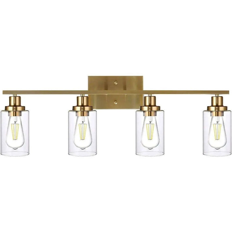 Vanity Lights Fixtures TULUCE 4 Light Bathroom Light Brass Gold Wall Light with Clear Glass Shade, Modern Bathroom Wall Sconce Lighting for Bath, Living Room, Bedroom, Stairs, Gallery, Restaurant by Selzalot