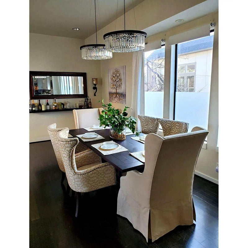 Wellmet Modern Crystal Chandelier for Dining Room, 6 Lights Black Farmhouse Crystal Pendant Light, Vintage Ceiling Lighting Fixture for Kitchen Island, Living Room, Bedroom, Hallway, Foyer, W-21.65”… by Selzalot