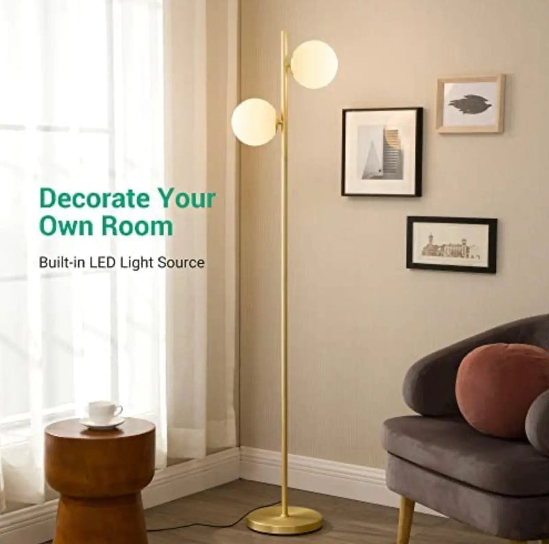 EDISHINE Modern Globe Floor Lamp, Dimmable Mid Century Floor Lamps by Outdoor Solar Outlet