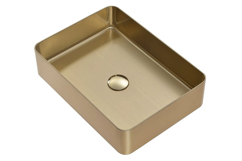 Zeek 18”x13” Gold Rectangular Vessel Bathroom Sink Stainless Steel PVD Nano Tech Coating ZN-G183 by ZEEK
