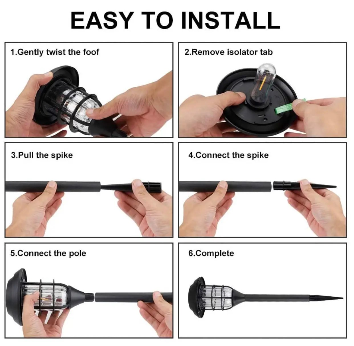 LANSGARINE Solar Pathway Lights Outdoor 8 Pack by Outdoor Solar Outlet