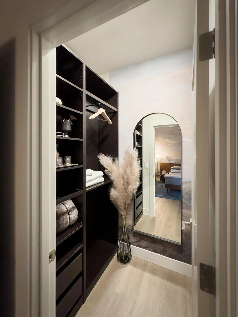 Zeek 64"x24" Black Metal Arched Wall Mirror, Thin Edge Full Length, Deep Set Mirror MB6424 by ZEEK