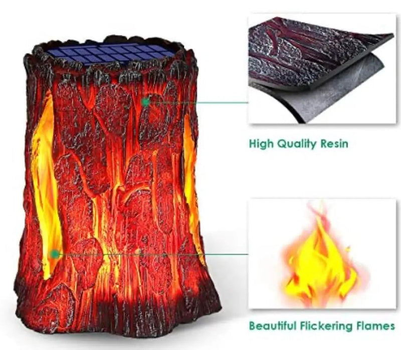SmartYard Solar Stump Lights Outdoor Upgraded Larger Size Flickering Flame Decorative Solar Lantern 2 -Pack by Outdoor Solar Outlet