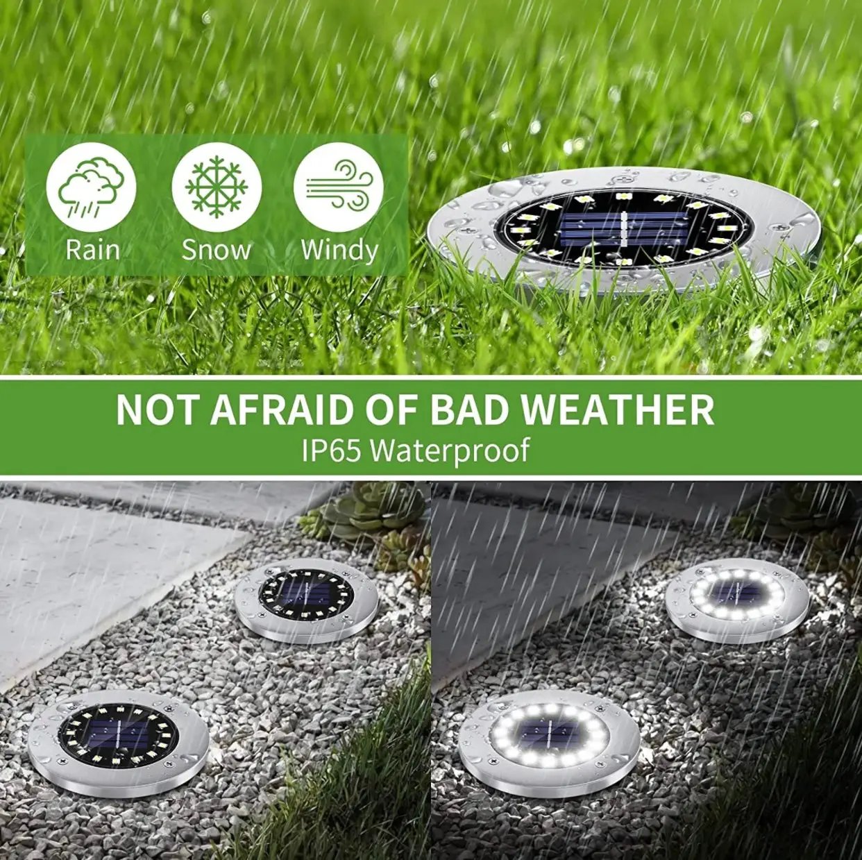 Solar Garden Disk Lights 16LED Solar Ground Lights Underground Lights,4 Pack-20 Lumen by Outdoor Solar Outlet