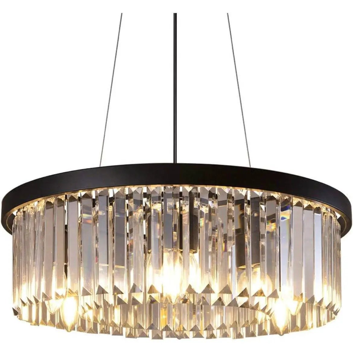 Wellmet Modern Crystal Chandelier for Dining Room, 6 Lights Black Farmhouse Crystal Pendant Light, Vintage Ceiling Lighting Fixture for Kitchen Island, Living Room, Bedroom, Hallway, Foyer, W-21.65”… by Selzalot