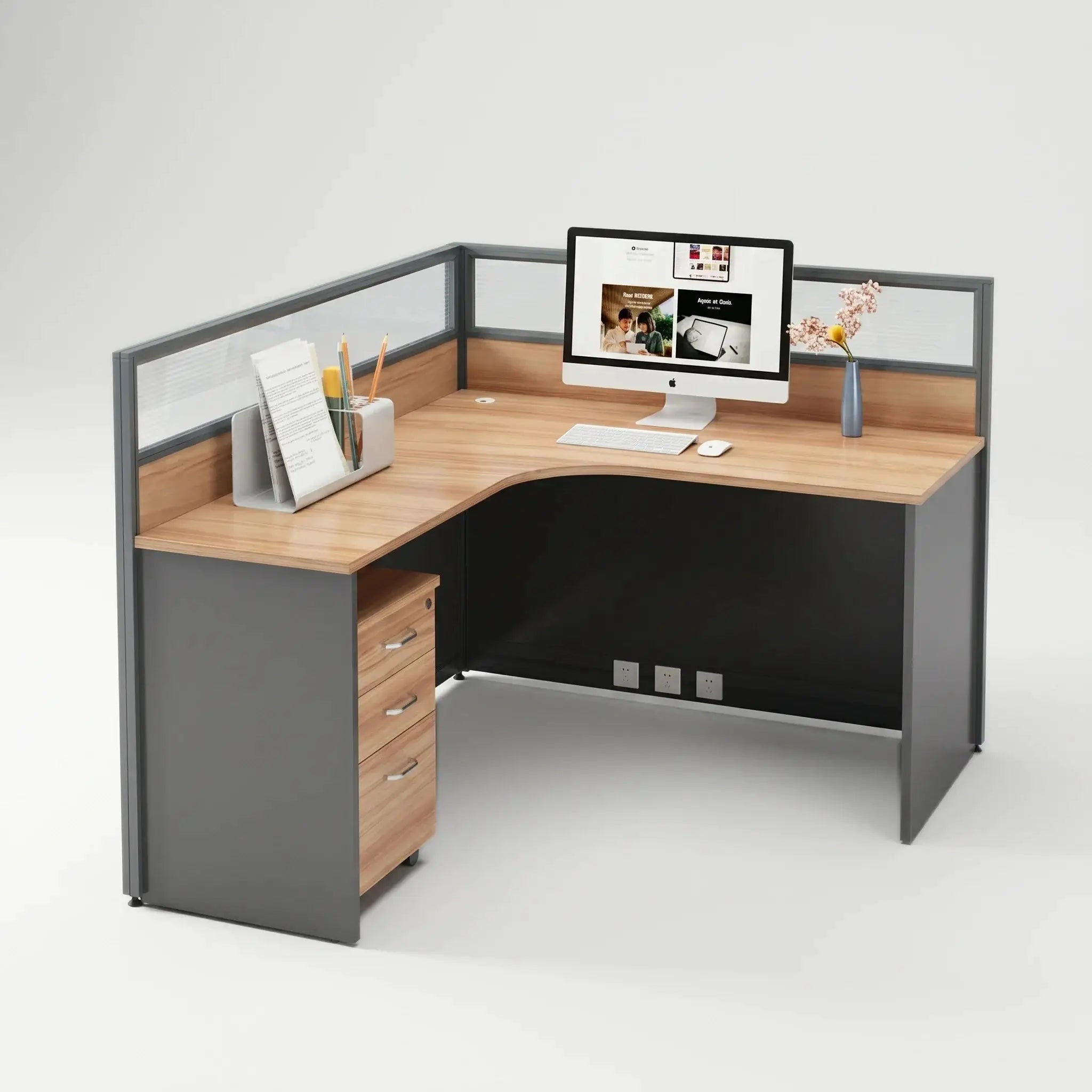 Renvik · L-Shaped Cubicle Workstation by Arc Grove