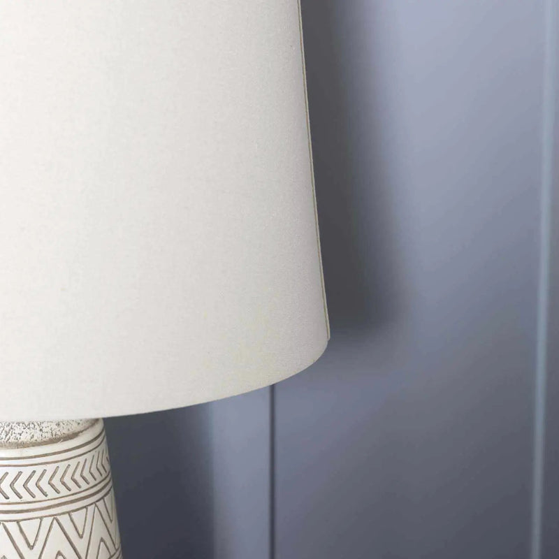 Tan and Cream Resin Lamp with White Linen Table Lamp - Clearance by Boutique Rugs