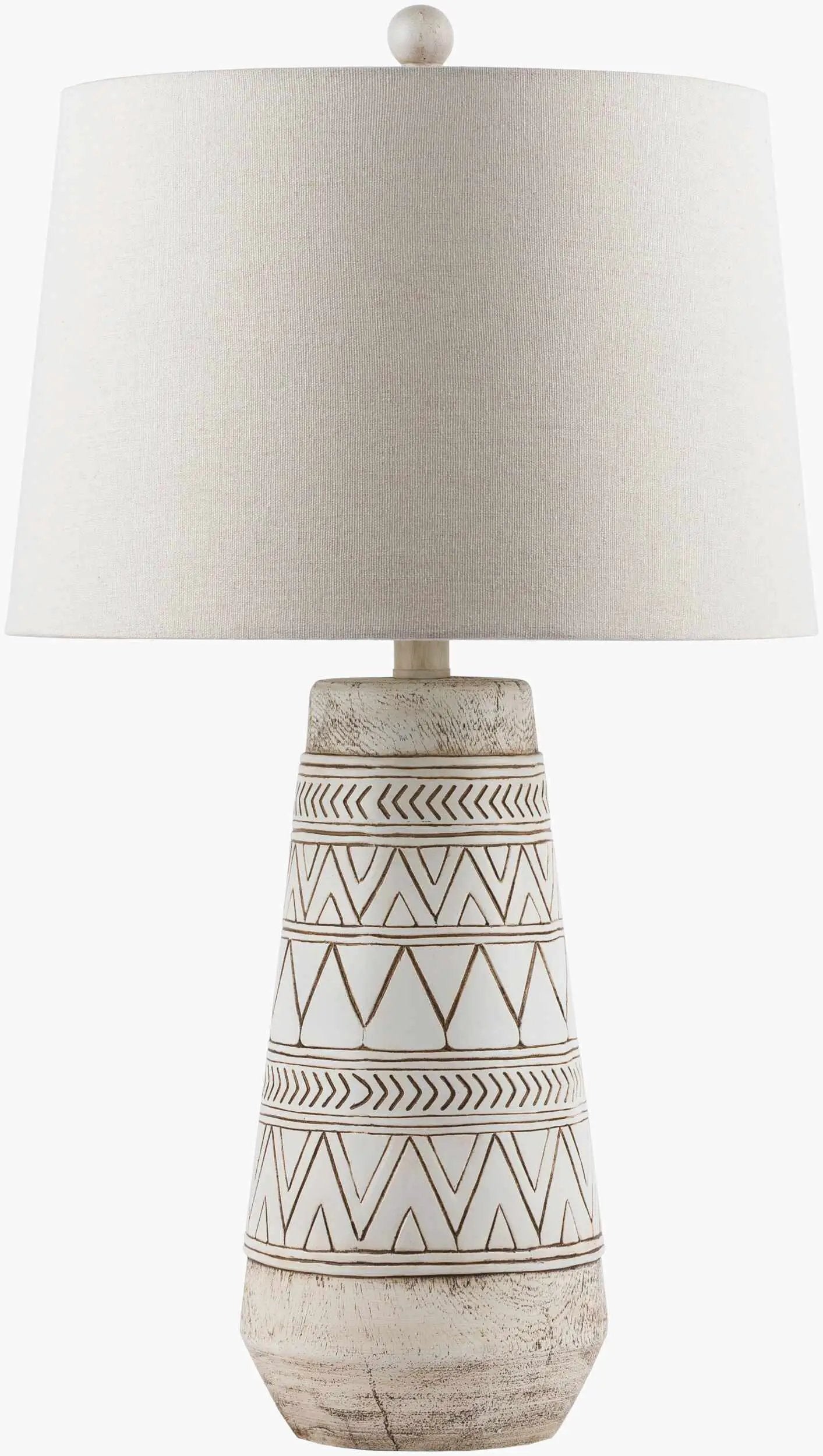 Tan and Cream Resin Lamp with White Linen Table Lamp - Clearance by Boutique Rugs