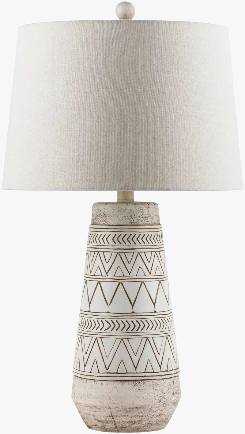 Tan and Cream Resin Lamp with White Linen Table Lamp - Clearance by Boutique Rugs