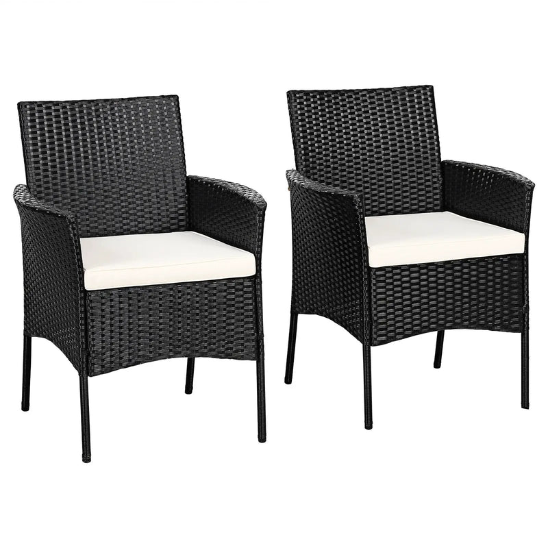 2 Pieces Patio Wicker Chairs with Cozy Seat Cushions by DirectDeals