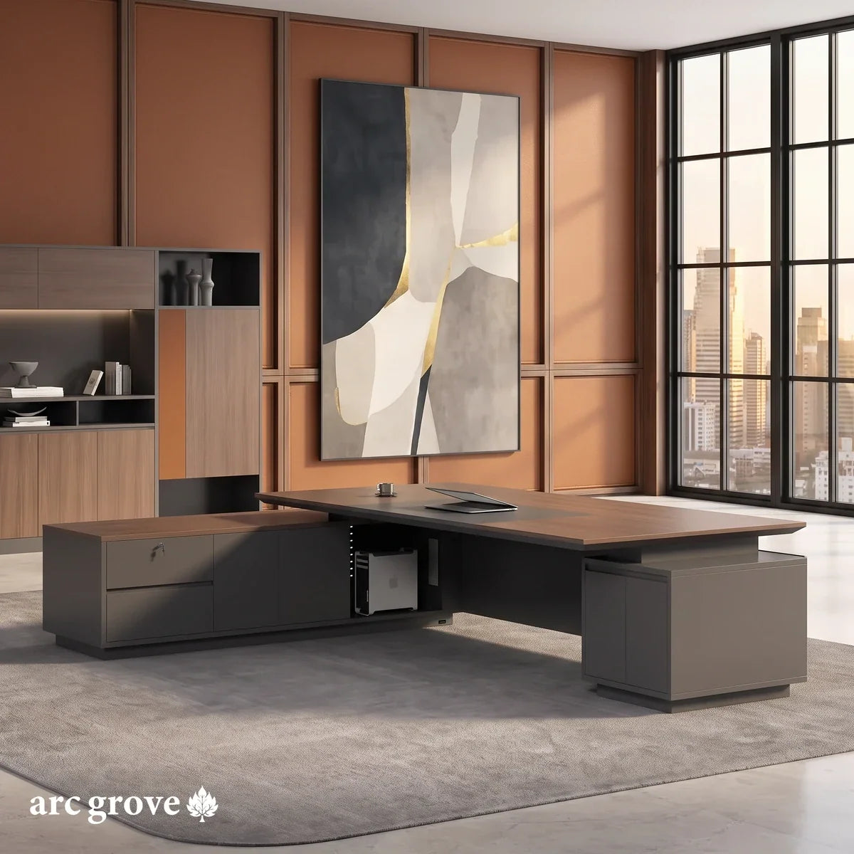 Alford · Modern L-Shaped Executive Desk, photo 3 of 14