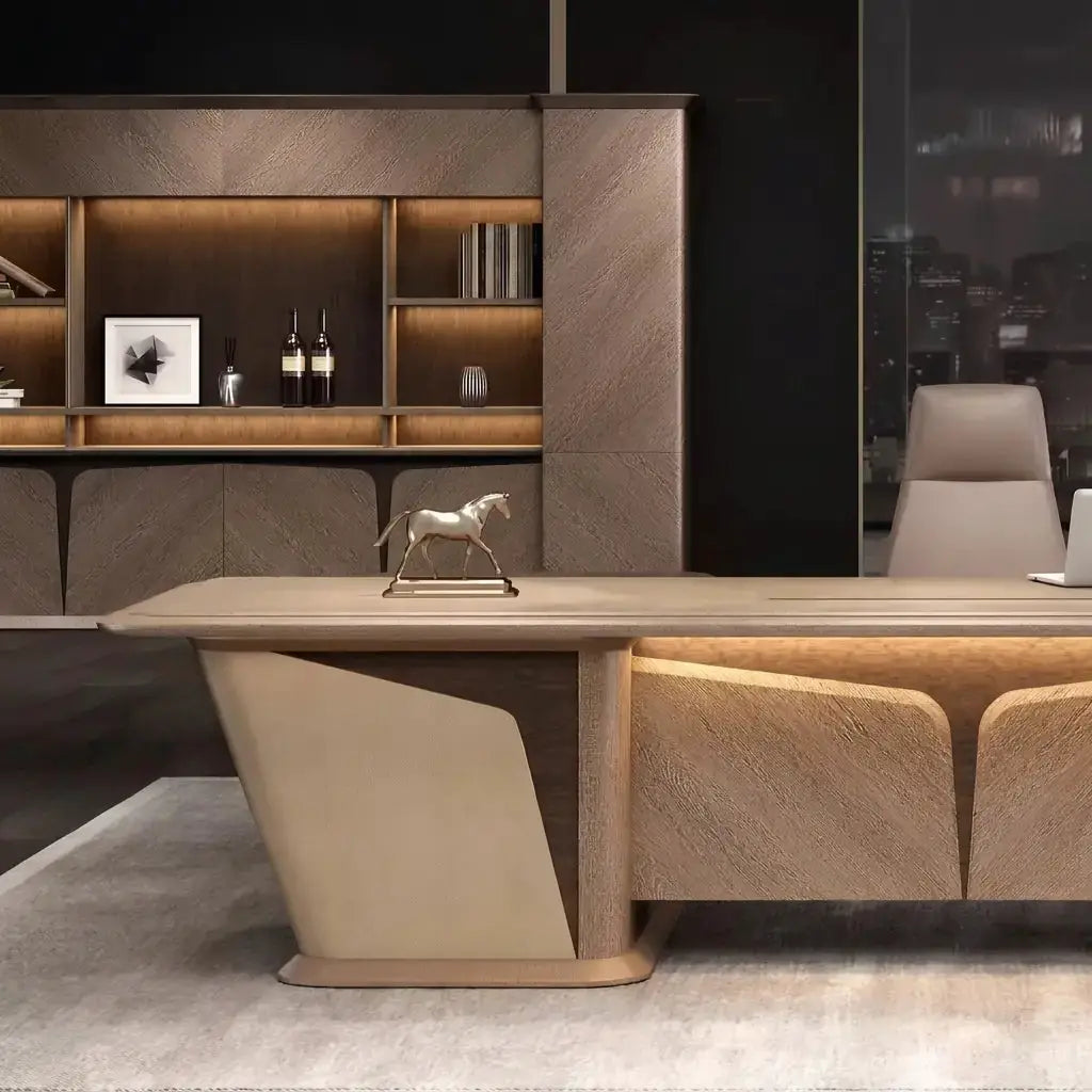 Cognac · Executive Desk w/ Mobile Storage by Arc Grove