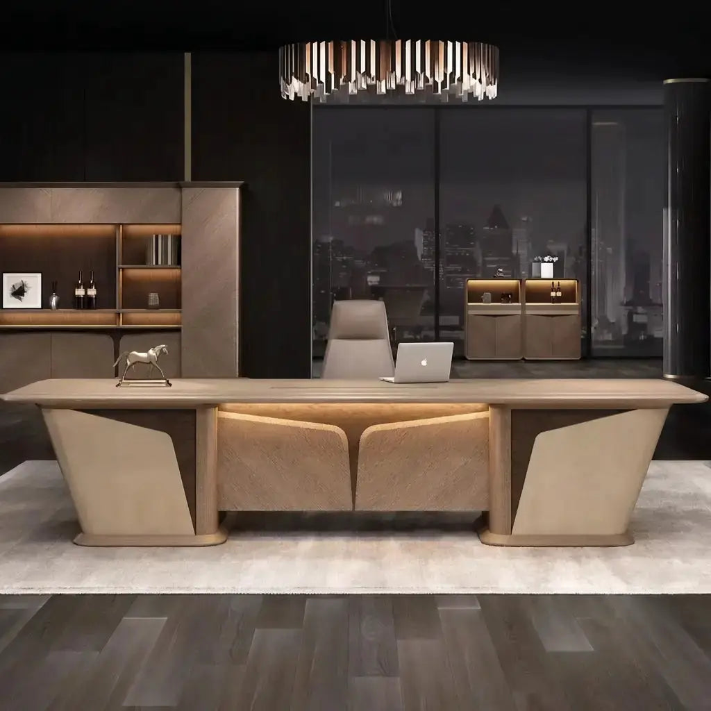 Cognac · Executive Desk w/ Mobile Storage by Arc Grove