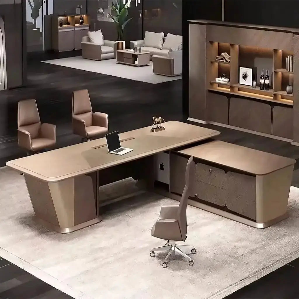 Cognac · Executive Desk w/ Mobile Storage by Arc Grove