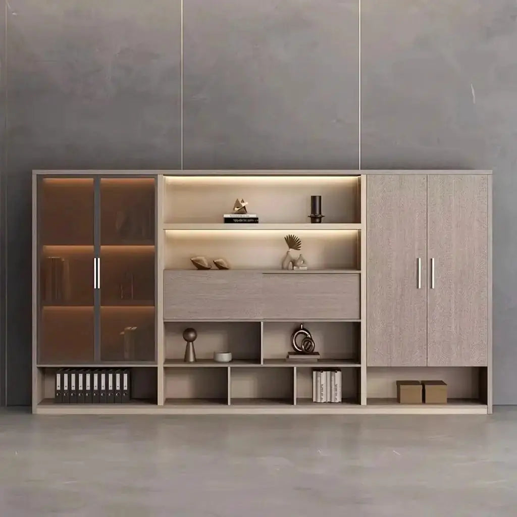 Hartwell · Modern Office Shelves w/ Lighting & Storage by Arc Grove