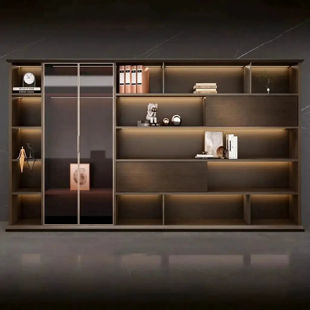 Altus · Office Library Wall Shelves w/ Integrated Lighting by Arc Grove