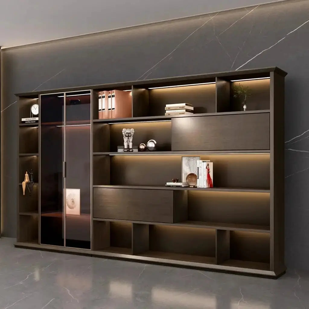Altus · Office Library Wall Shelves w/ Integrated Lighting by Arc Grove