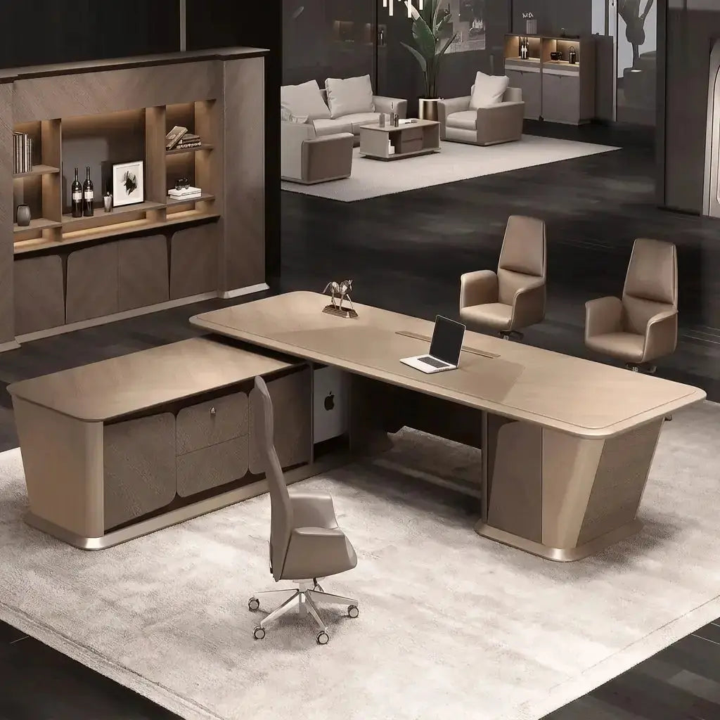 Cognac · Executive Desk w/ Mobile Storage by Arc Grove