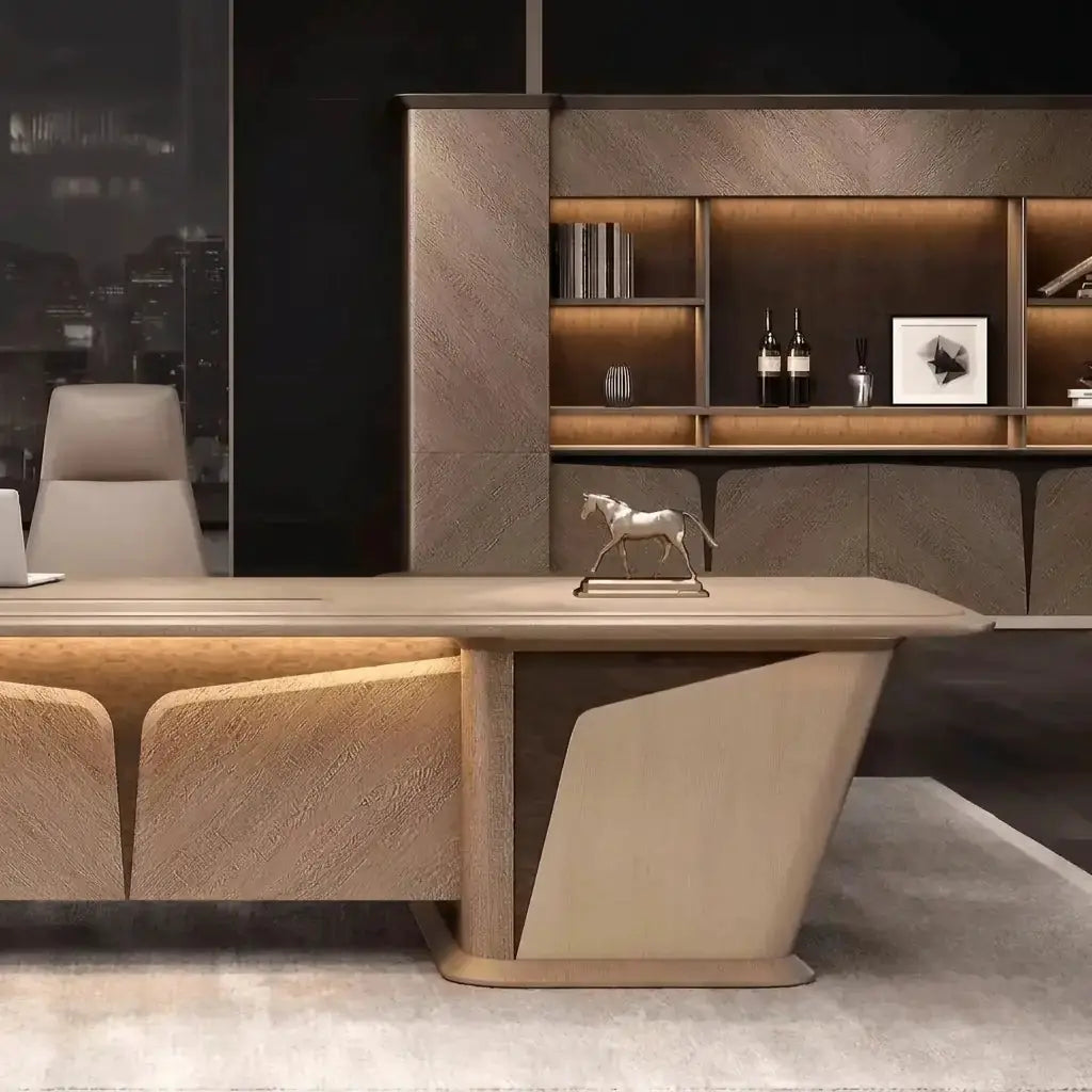 Cognac · Executive Desk w/ Mobile Storage by Arc Grove