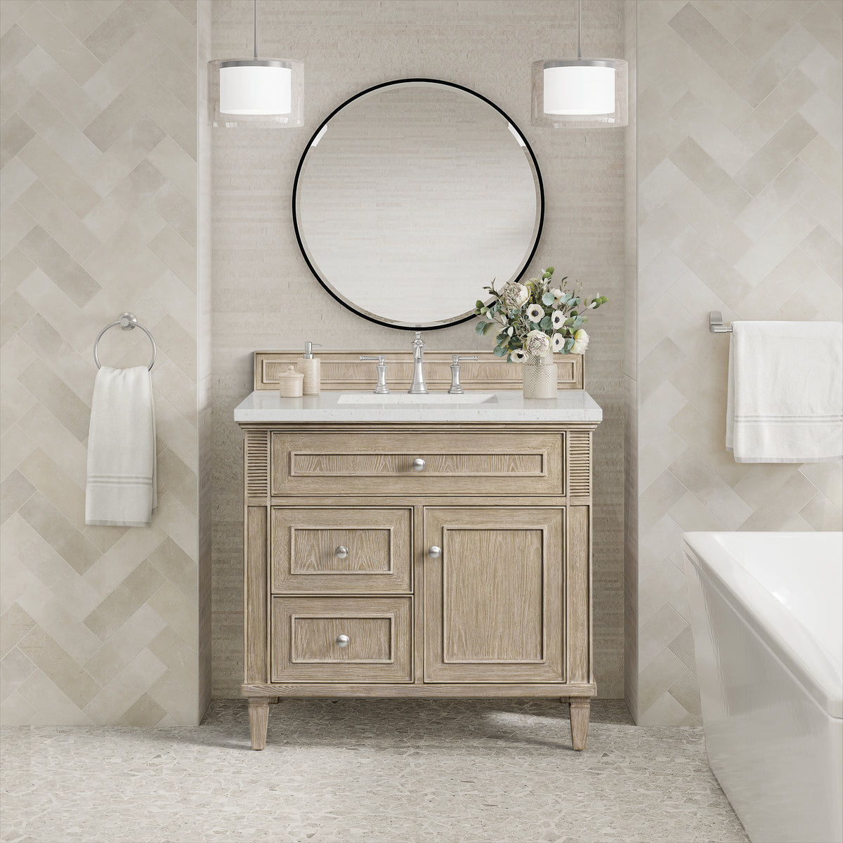 James Martin Lorelai 36" Single Bathroom Vanity, Whitewashed Oak, view 25